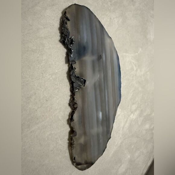 Gray Black Agate Slice Geode Decor Crystal Cut Polished Natural Stone 4” - Picture 4 of 17